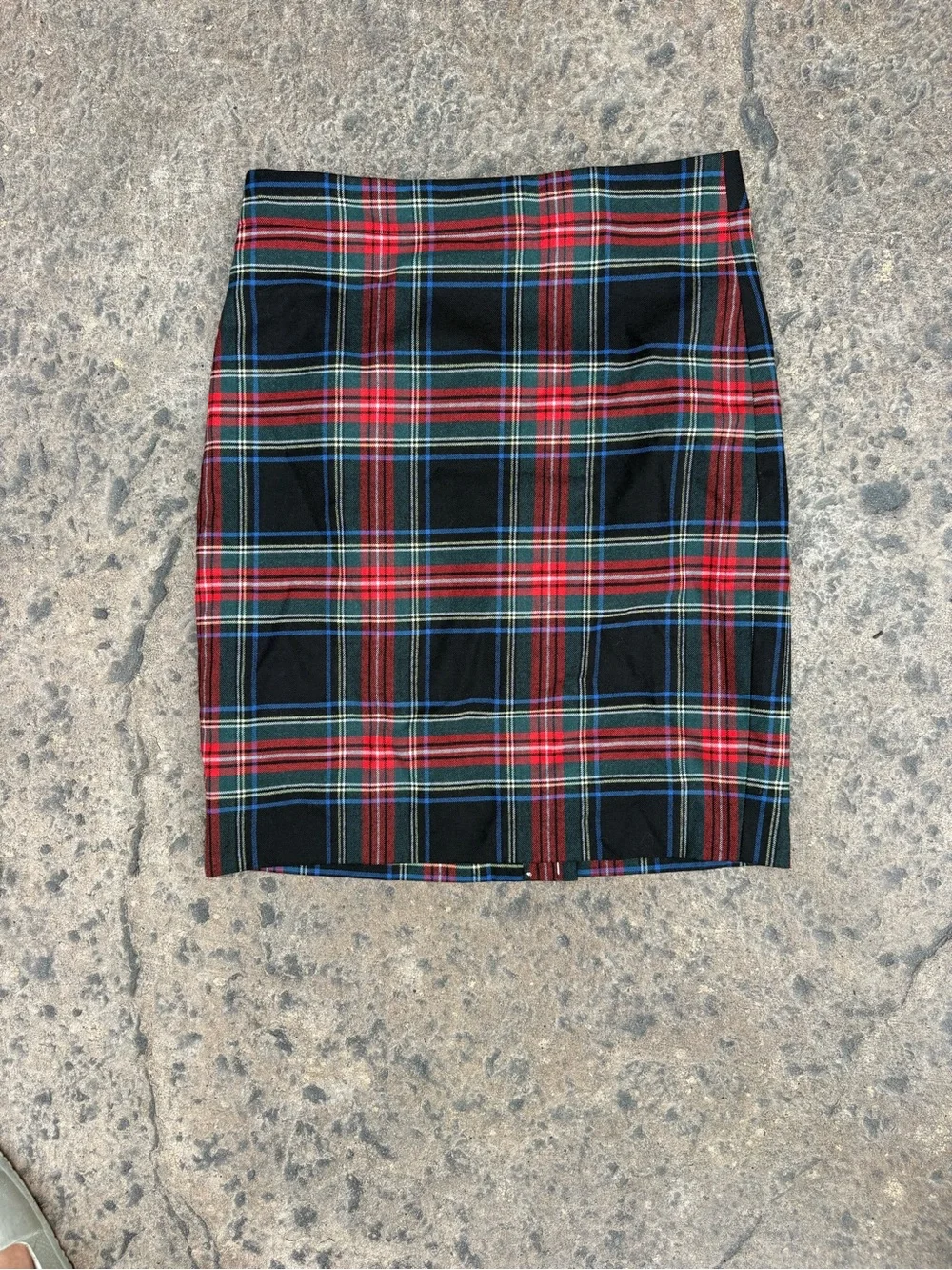 J. Crew Red, Green and Black Plaid Pencil Skirt